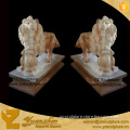 sunset red western stone marble lion sculptures